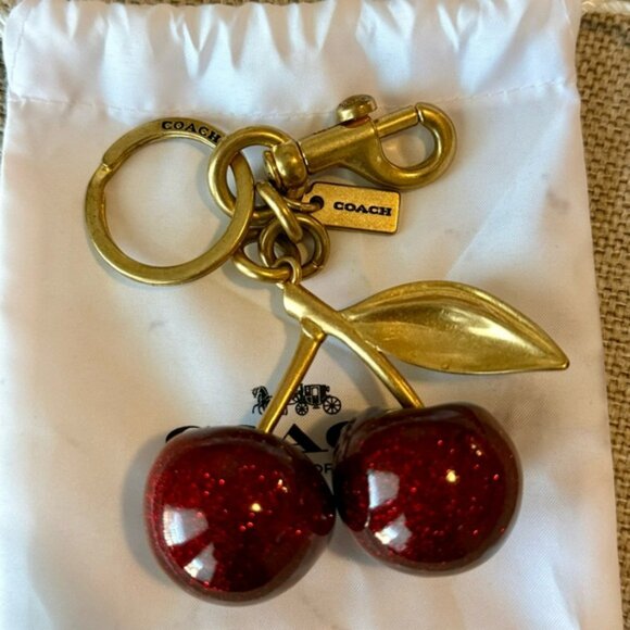 Coach Red Cherry Keychain with Gold Details - Picture 3 of 3